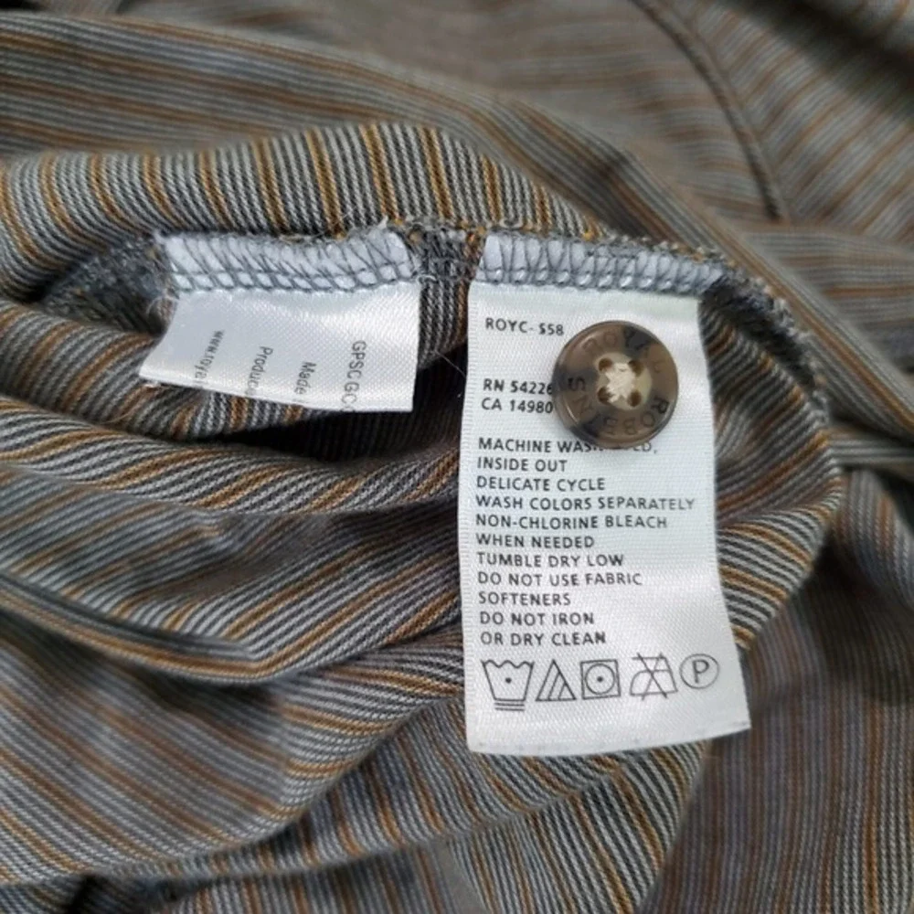 Royal Robbins Men Polo Shirt XL Brown Striped Hiking‎ Short Sleeve Collar